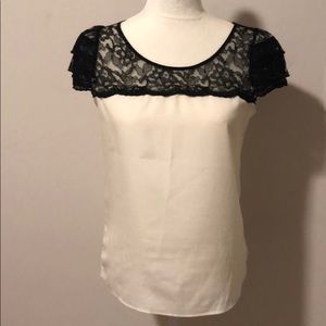 Express black lace and off-white top